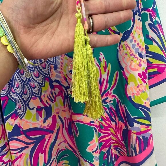 Lilly Pulitzer Women’s Letti Silk Caftan in Safari Sighted Silk Tunic Length Blo - Picture 10 of 10